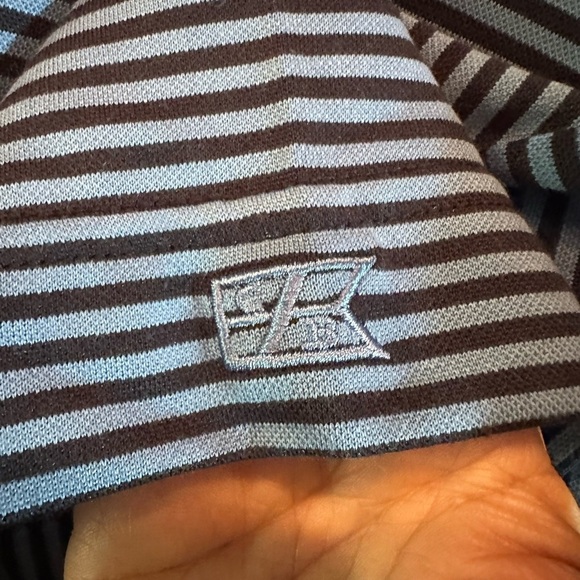 CUTTER & BUCK Mens Golf Polo Shirt Blue Striped Lg ✅ State Auto Insurance Sleeve - Picture 5 of 7